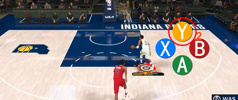 NBA 2K23 complete the alley-oop and dunk by yourself